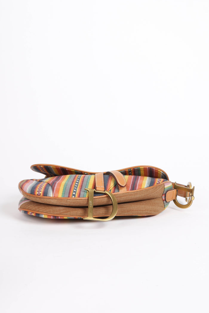 RARE 2000s Christian Dior Multicoloured Striped Saddle Bag