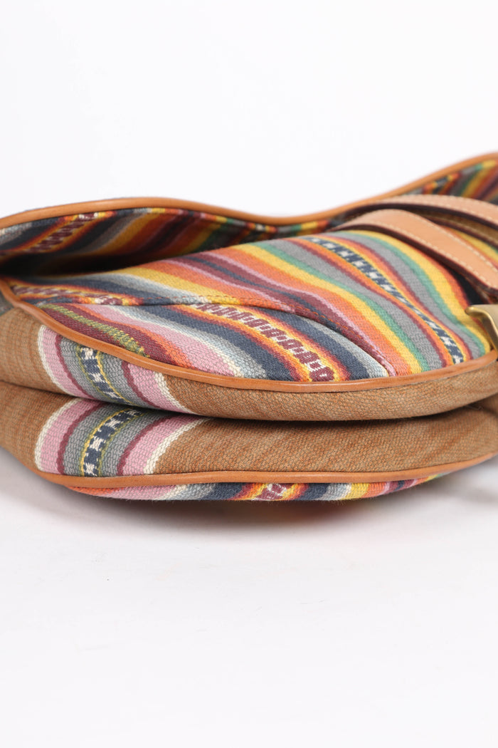 RARE 2000s Christian Dior Multicoloured Striped Saddle Bag