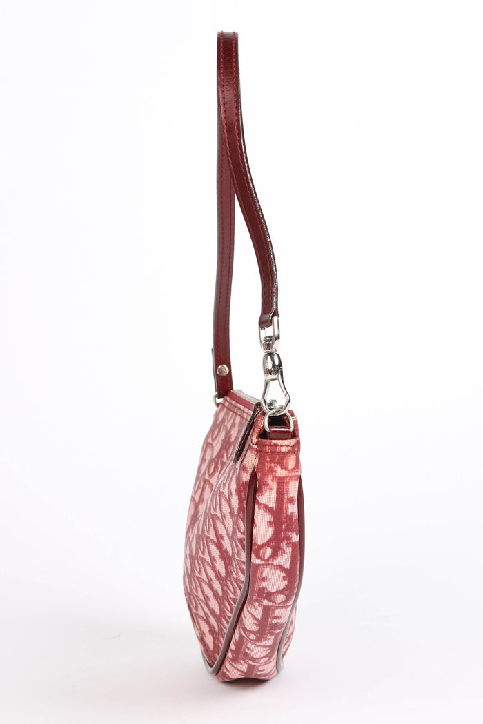 2000s Christian Dior Red Monogram Trotter Saddle Bag