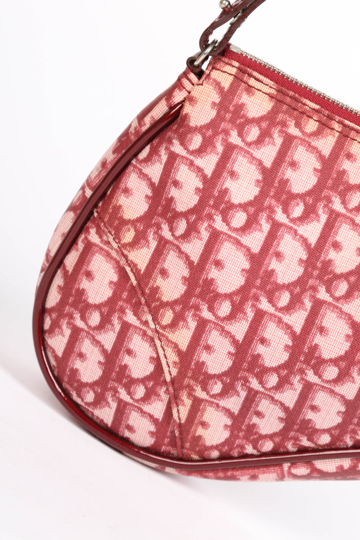2000s Christian Dior Red Monogram Trotter Saddle Bag
