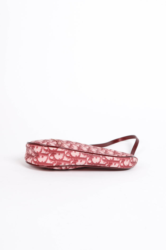 2000s Christian Dior Red Monogram Trotter Saddle Bag