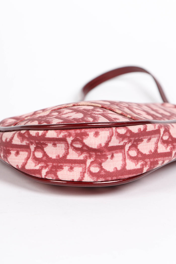 2000s Christian Dior Red Monogram Trotter Saddle Bag