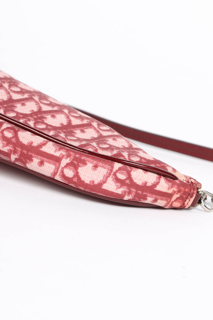 2000s Christian Dior Red Monogram Trotter Saddle Bag