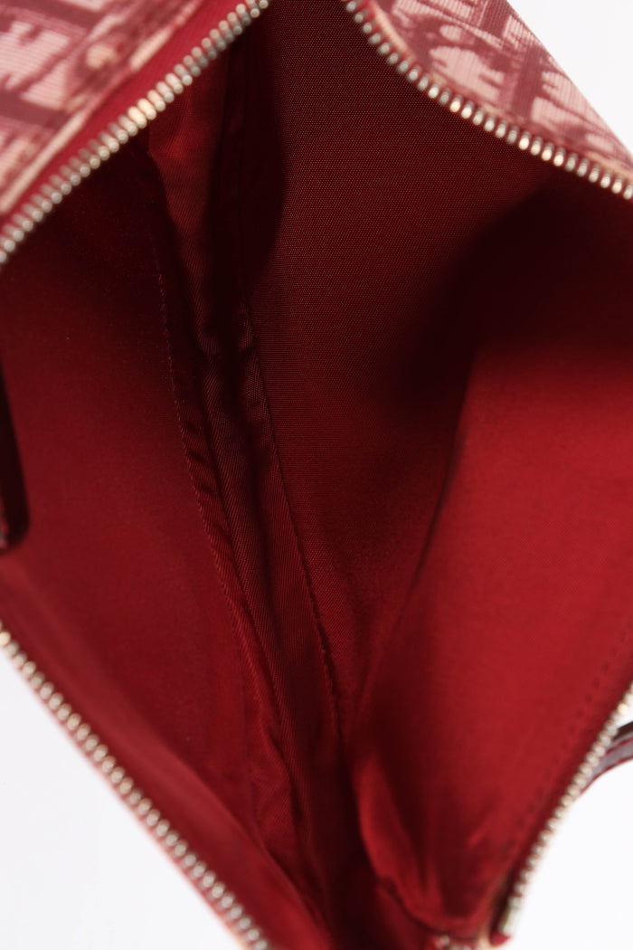 2000s Christian Dior Red Monogram Trotter Saddle Bag