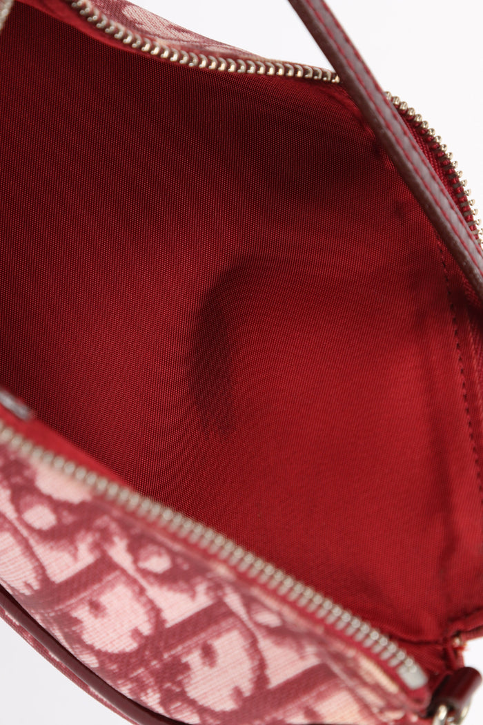 2000s Christian Dior Red Monogram Trotter Saddle Bag
