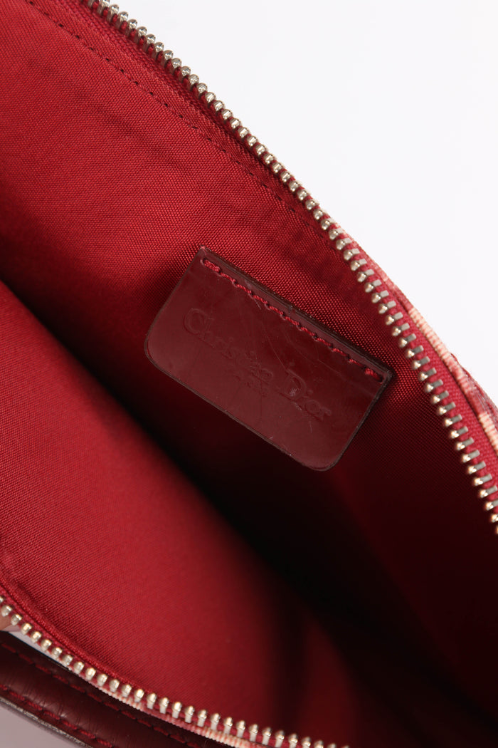 2000s Christian Dior Red Monogram Trotter Saddle Bag