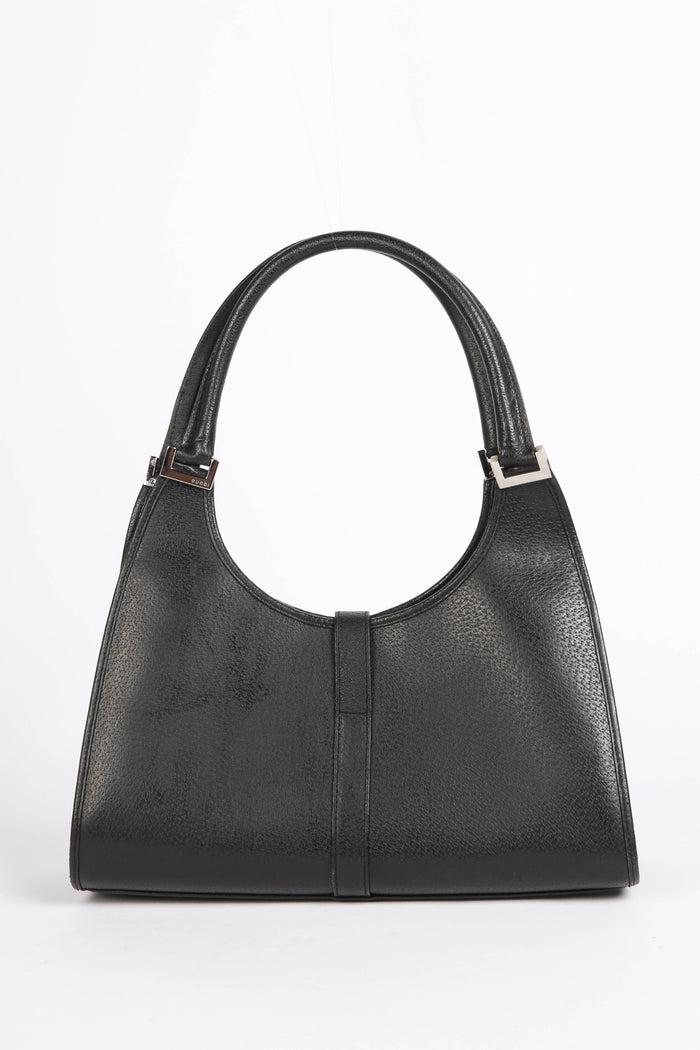 Vintage Gucci Black Leather Bardot Jackie Shoulder Bag