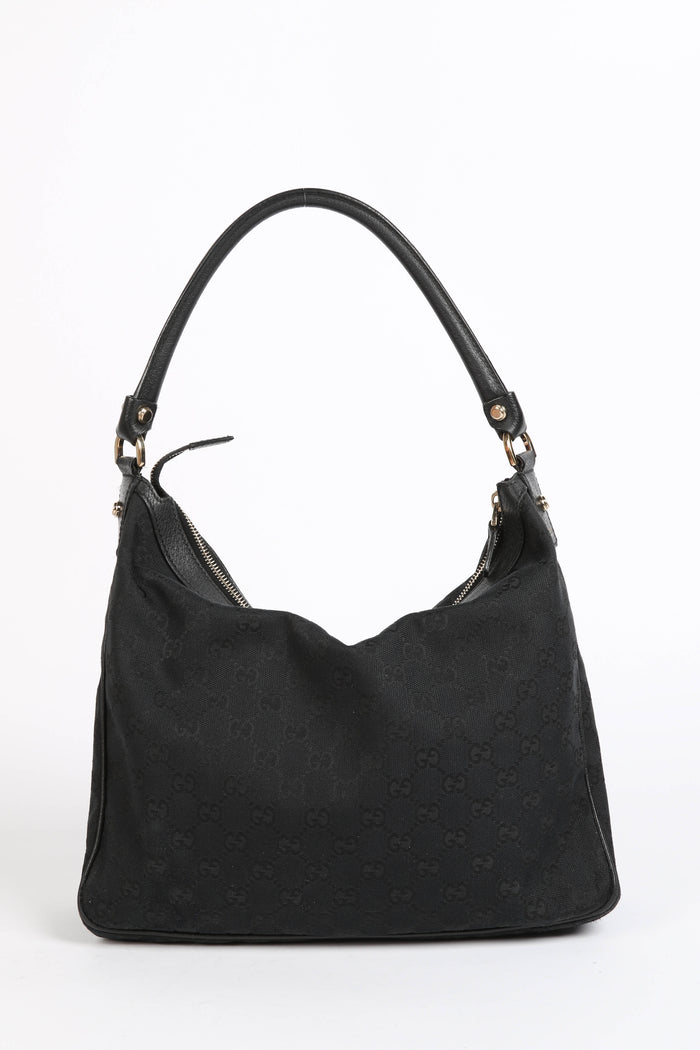Vintage Gucci Black Monogram Canvas Shoulder Bag