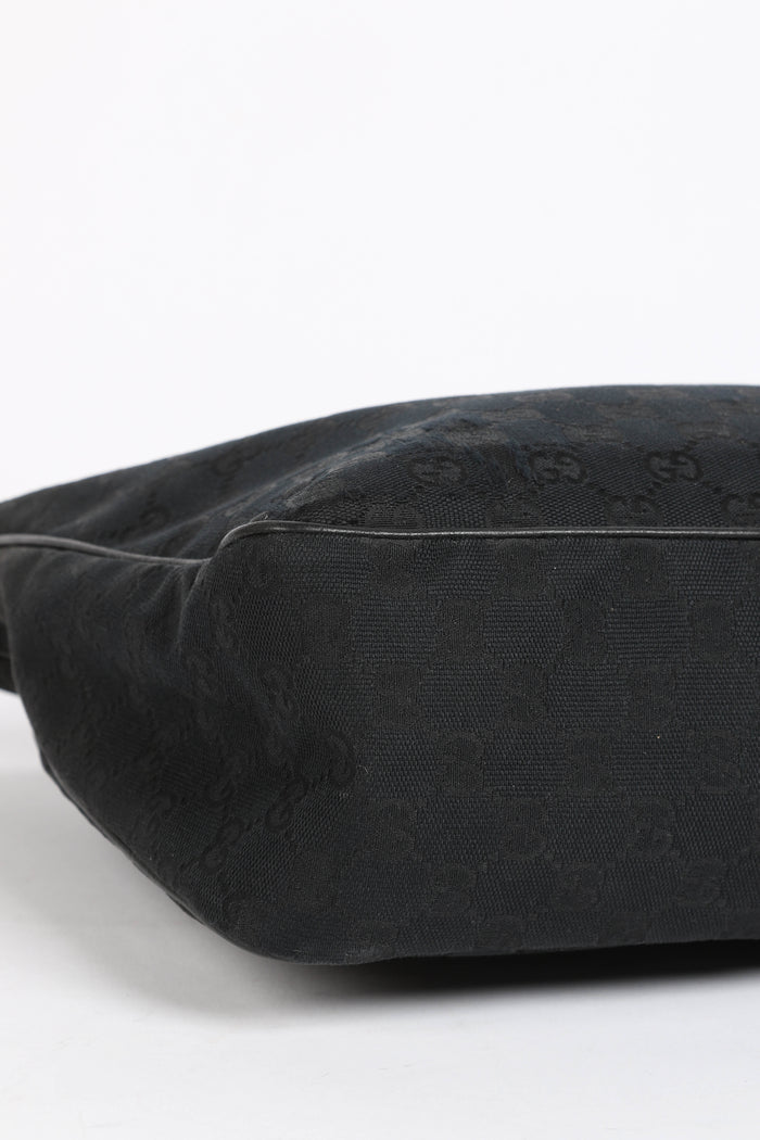 Vintage Gucci Black Monogram Canvas Shoulder Bag