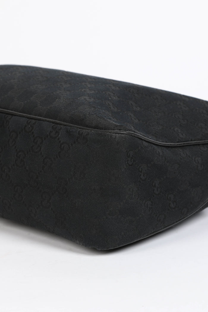 Vintage Gucci Black Monogram Canvas Shoulder Bag