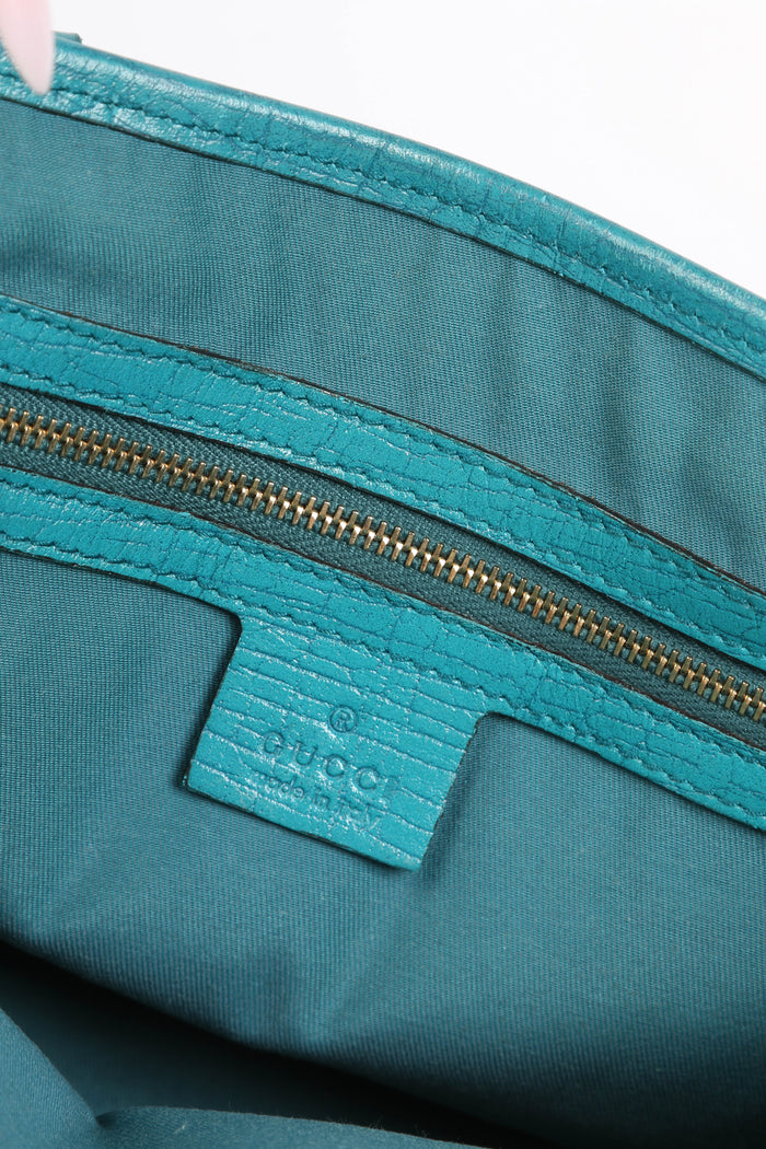 Vintage Gucci Monogram Canvas Teal Mini Tote Bag