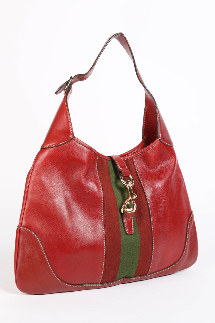 Vintage Gucci Red Leather Jackie Shoulder Bag