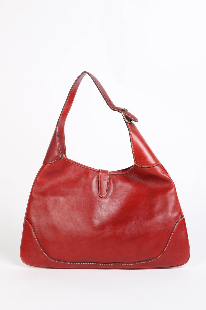 Vintage Gucci Red Leather Jackie Shoulder Bag