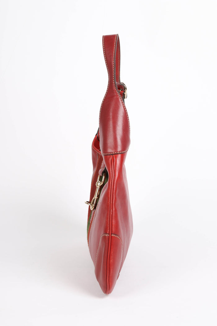 Vintage Gucci Red Leather Jackie Shoulder Bag