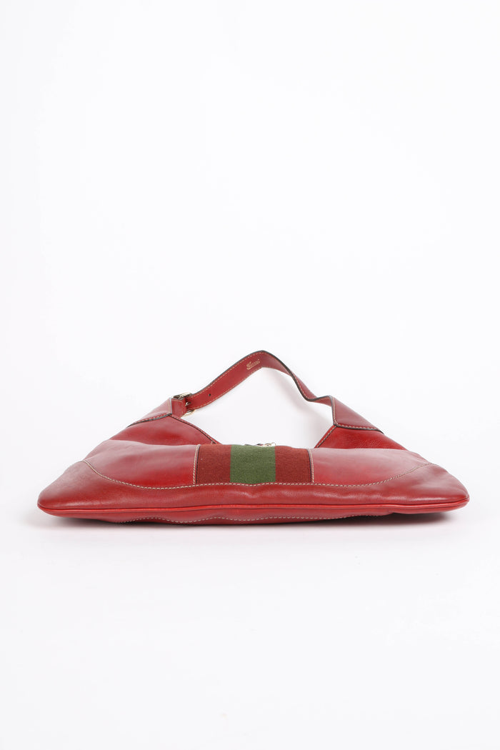 Vintage Gucci Red Leather Jackie Shoulder Bag
