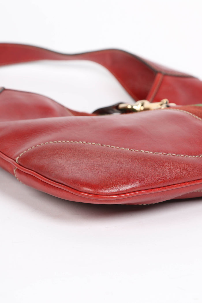 Vintage Gucci Red Leather Jackie Shoulder Bag