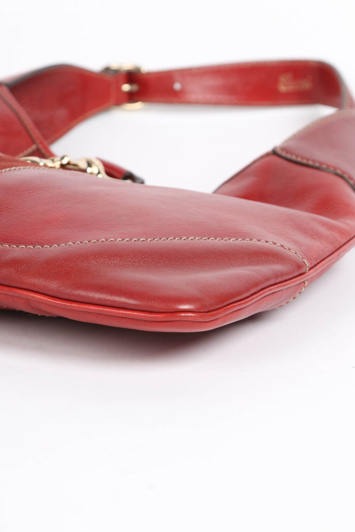 Vintage Gucci Red Leather Jackie Shoulder Bag