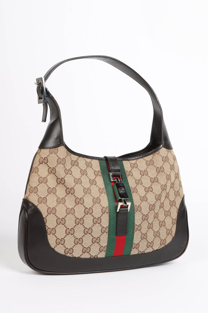 Vintage Gucci Classic Monogram Canvas Jackie Shoulder Bag