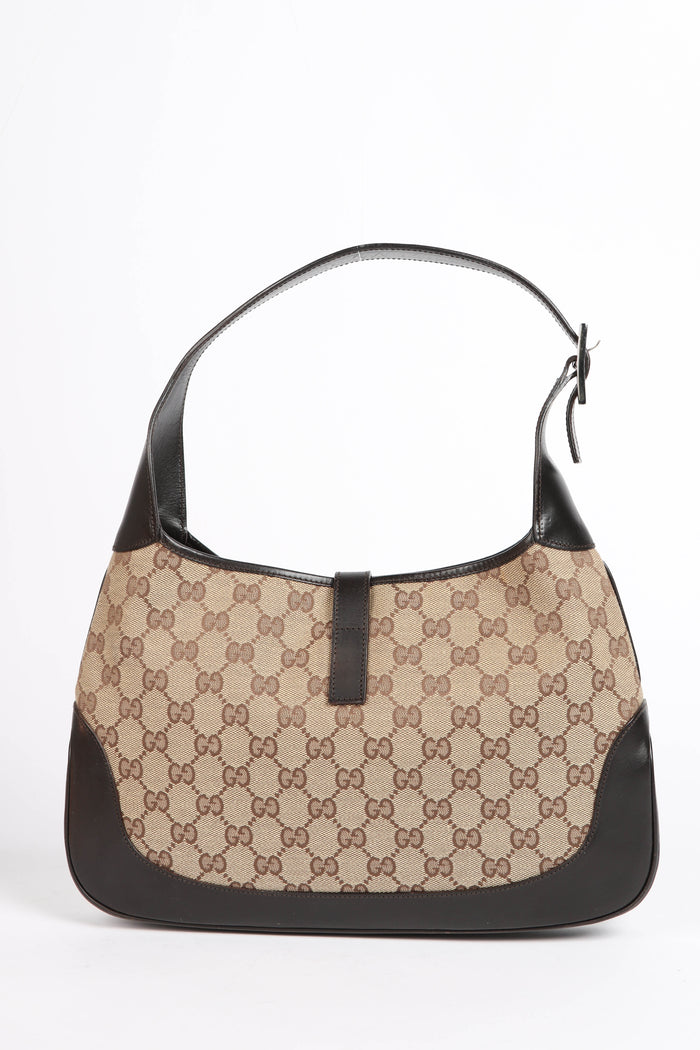 Vintage Gucci Classic Monogram Canvas Jackie Shoulder Bag