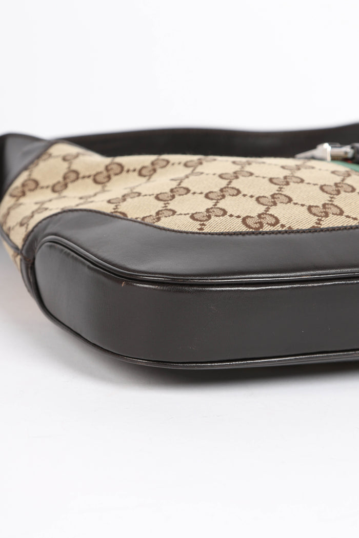 Vintage Gucci Classic Monogram Canvas Jackie Shoulder Bag