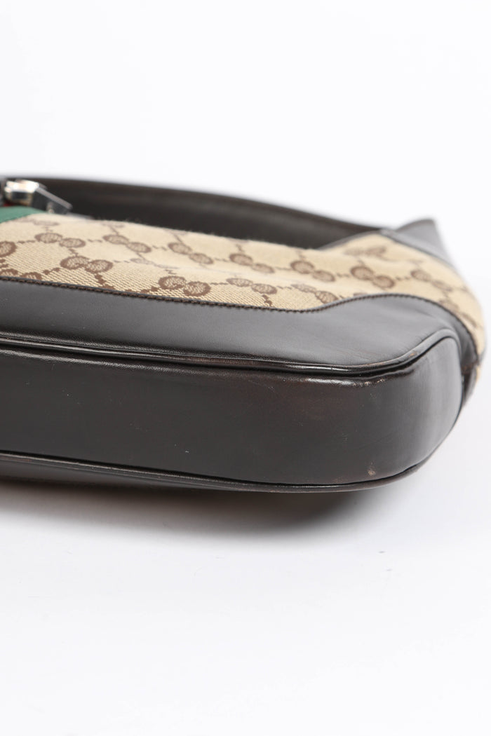 Vintage Gucci Classic Monogram Canvas Jackie Shoulder Bag