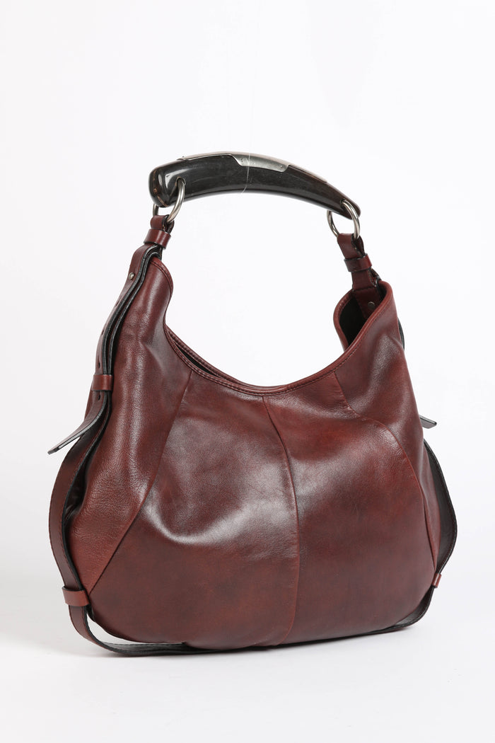 Vintage Yves Saint Laurent Maroon Leather Mombasa Shoulder Bag