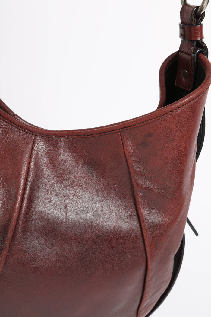 Vintage Yves Saint Laurent Maroon Leather Mombasa Shoulder Bag