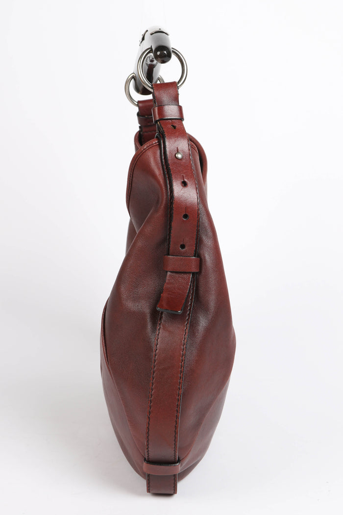 Vintage Yves Saint Laurent Maroon Leather Mombasa Shoulder Bag