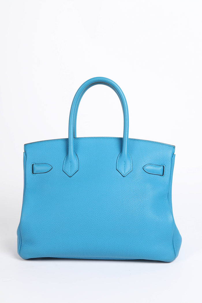 2017 Hermes Birkin 30 Verso in Blue Zanzibar/ Malachite Togo Leather with Palladium Hardware