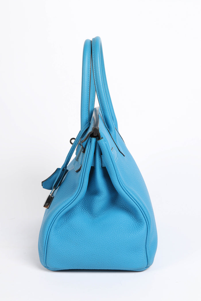 2017 Hermes Birkin 30 Verso in Blue Zanzibar/ Malachite Togo Leather with Palladium Hardware