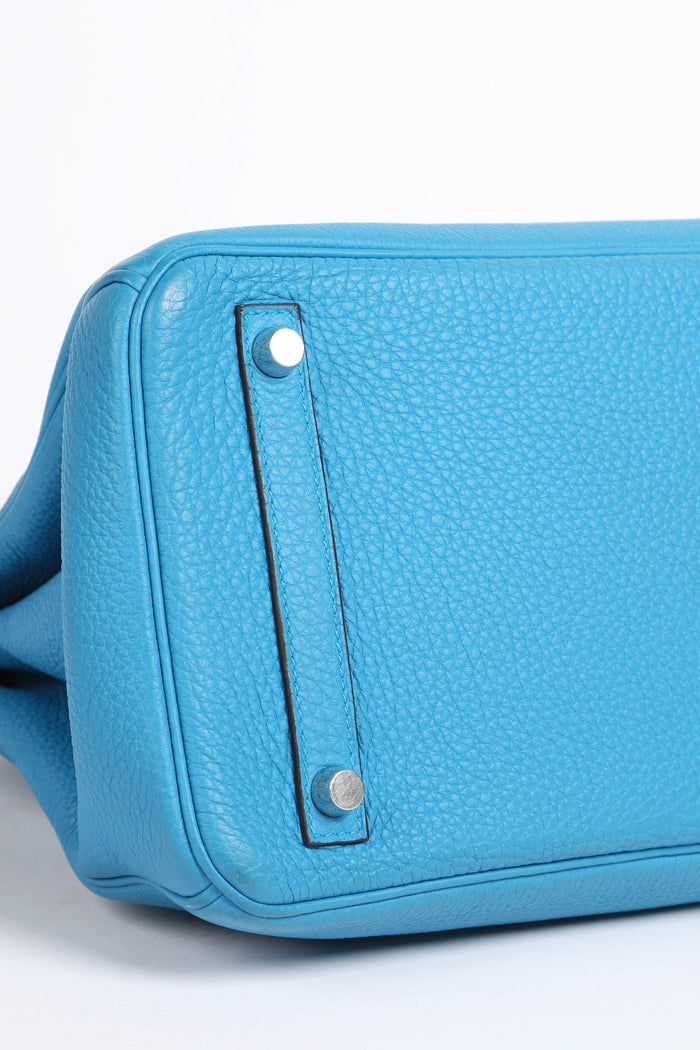 2017 Hermes Birkin 30 Verso in Blue Zanzibar/ Malachite Togo Leather with Palladium Hardware