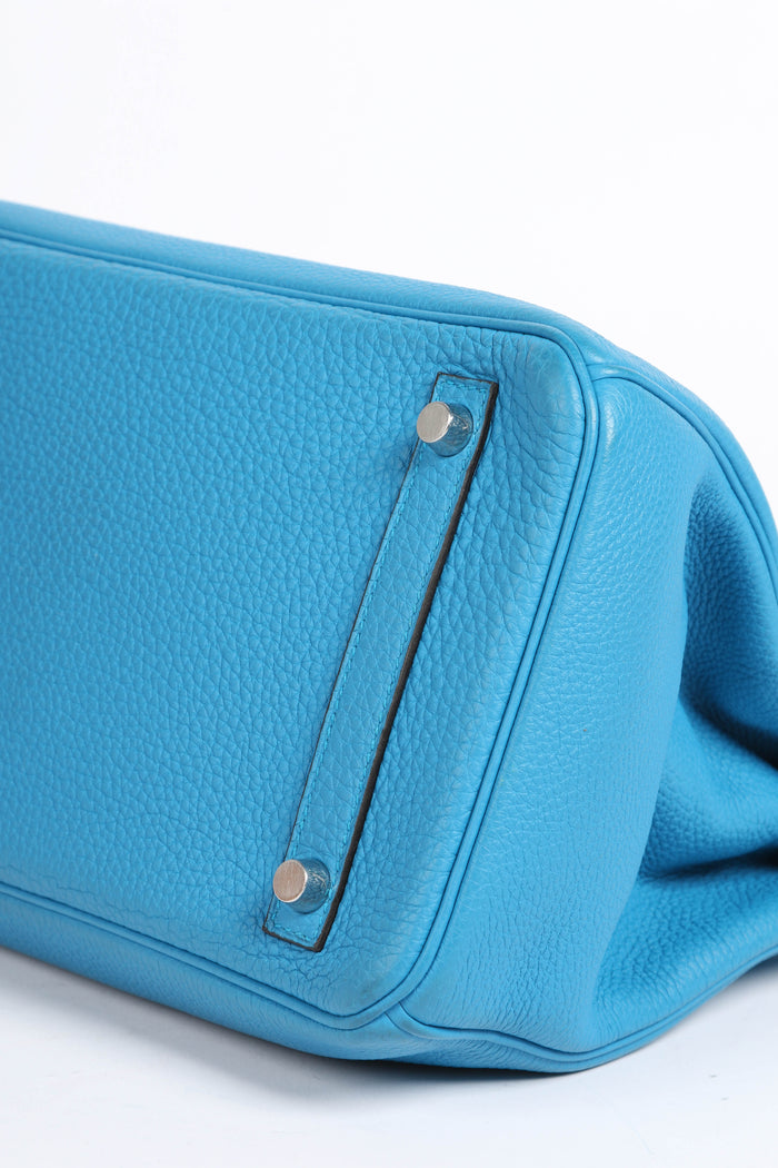 2017 Hermes Birkin 30 Verso in Blue Zanzibar/ Malachite Togo Leather with Palladium Hardware