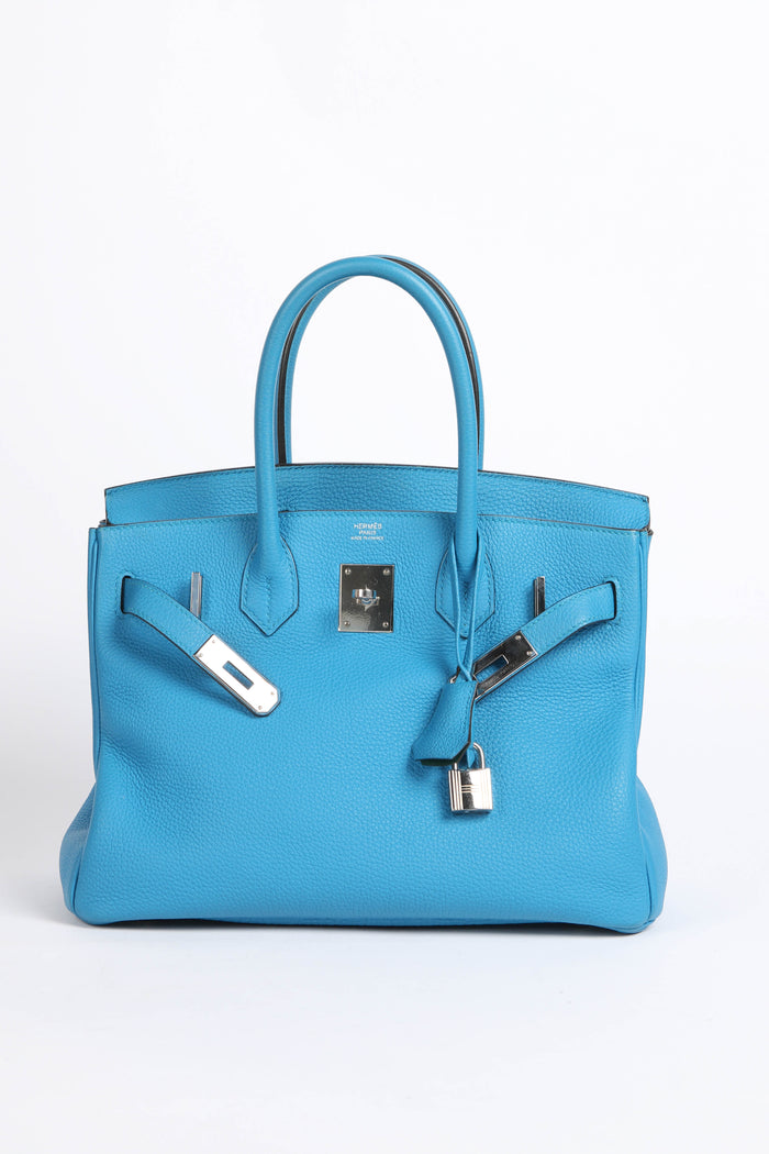 2017 Hermes Birkin 30 Verso in Blue Zanzibar/ Malachite Togo Leather with Palladium Hardware