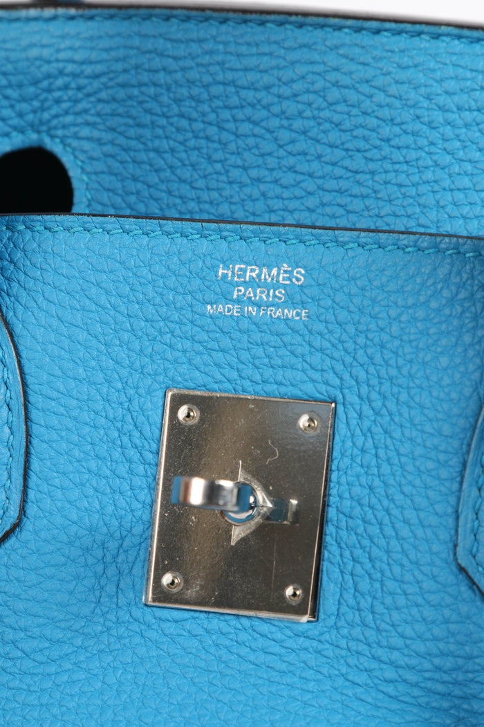 2017 Hermes Birkin 30 Verso in Blue Zanzibar/ Malachite Togo Leather with Palladium Hardware