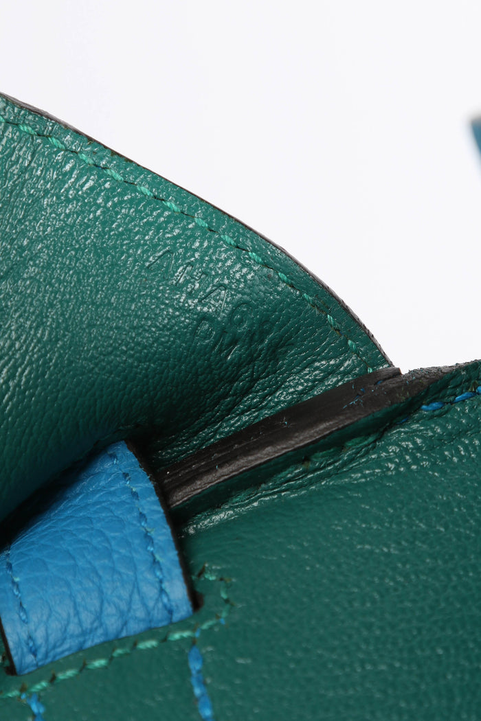 2017 Hermes Birkin 30 Verso in Blue Zanzibar/ Malachite Togo Leather with Palladium Hardware