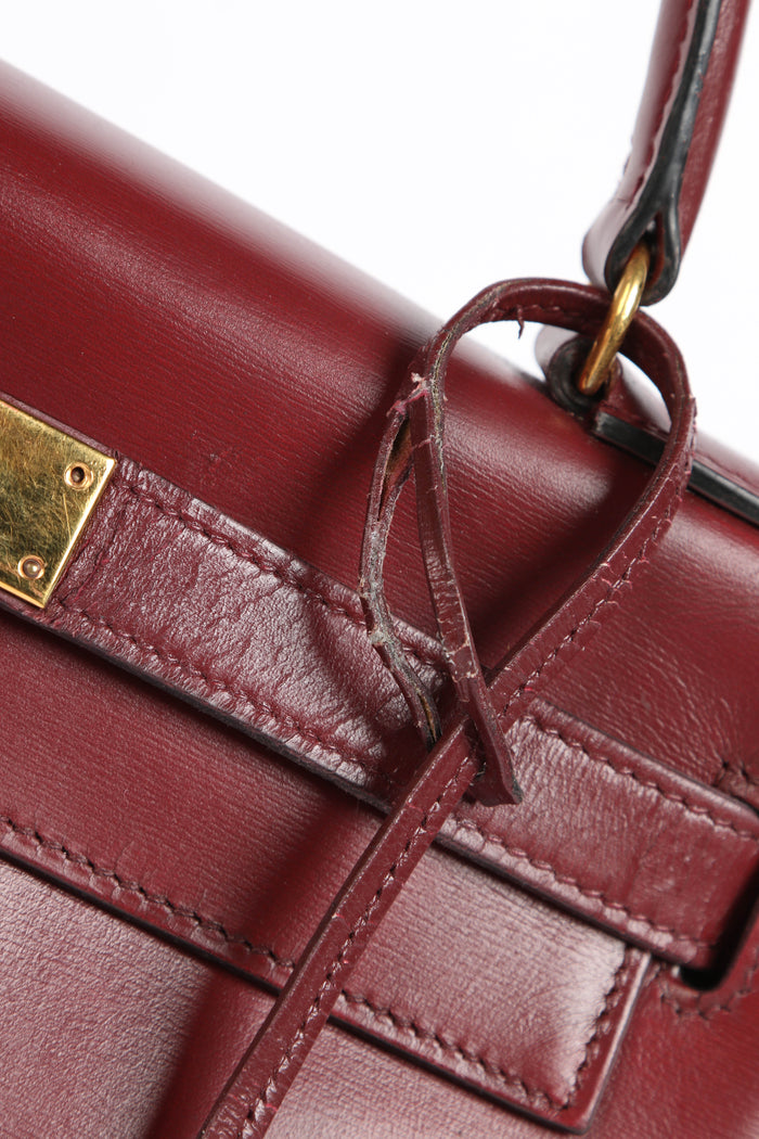 1984 Hermes Kelly 28cm Retourne in Rouge H Box Calf Leather GHW