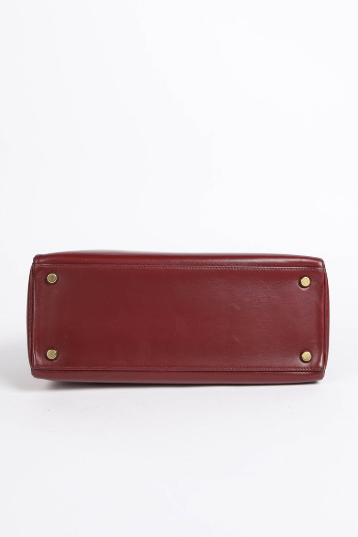 1984 Hermes Kelly 28cm Retourne in Rouge H Box Calf Leather GHW