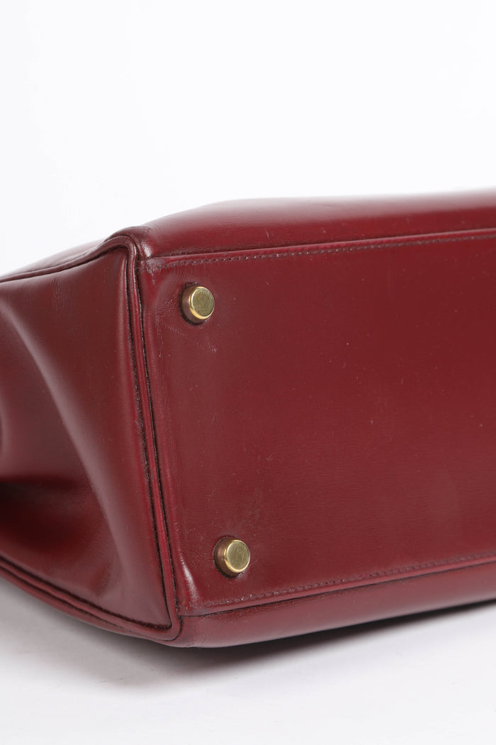 1984 Hermes Kelly 28cm Retourne in Rouge H Box Calf Leather GHW