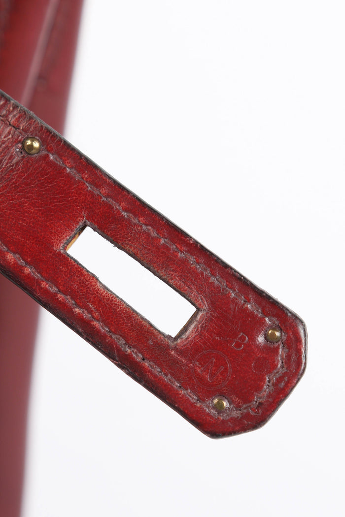 1984 Hermes Kelly 28cm Retourne in Rouge H Box Calf Leather GHW