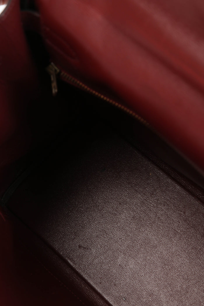 1984 Hermes Kelly 28cm Retourne in Rouge H Box Calf Leather GHW