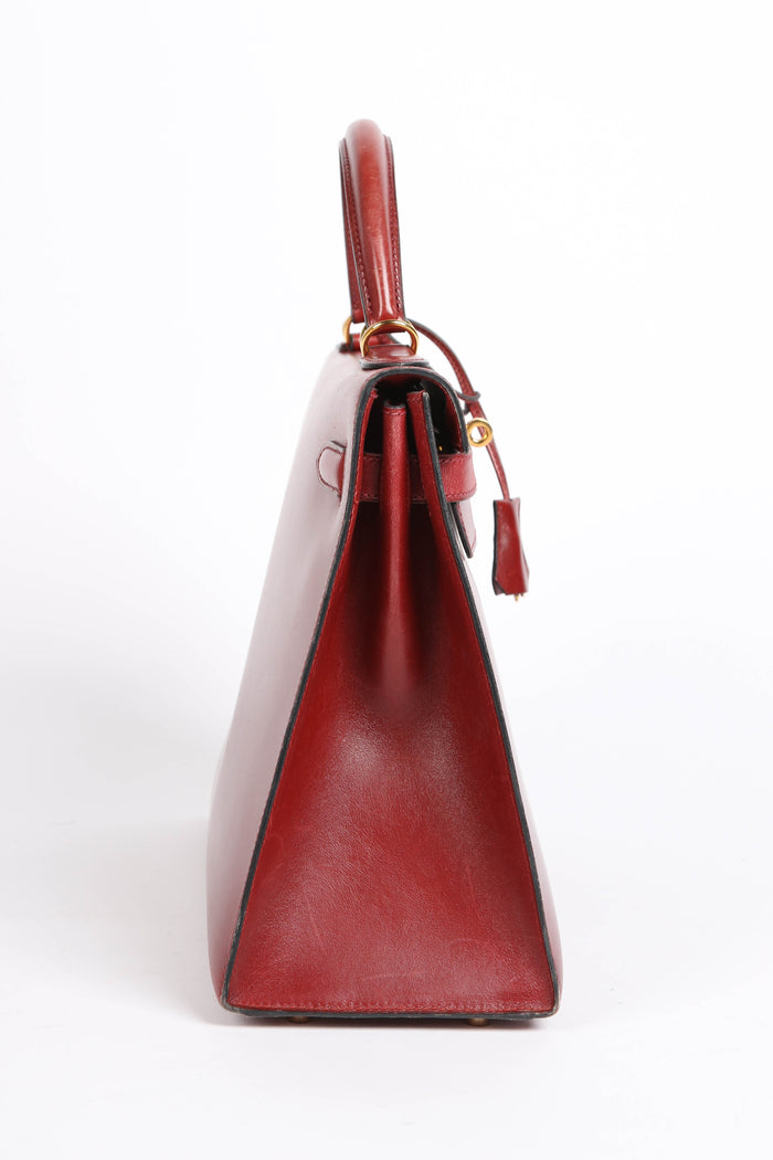 2001 Hermes Kelly 32 Sellier in Rouge H Box Calf Leather with GHW
