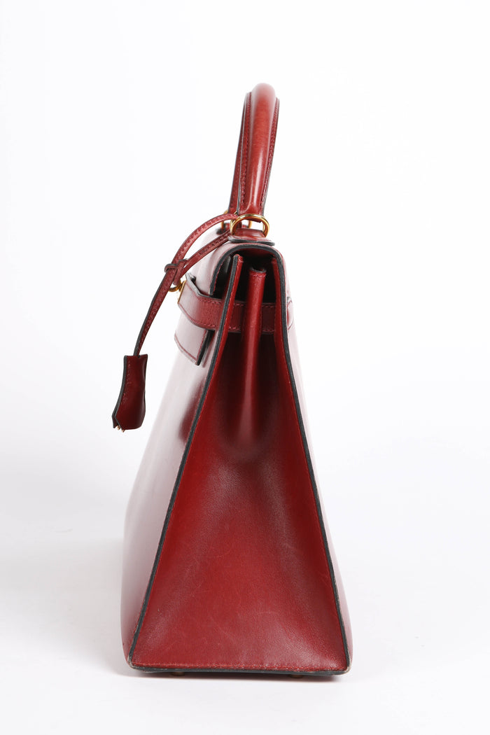 2001 Hermes Kelly 32 Sellier in Rouge H Box Calf Leather with GHW