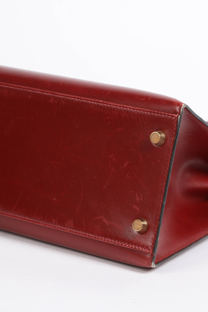 2001 Hermes Kelly 32 Sellier in Rouge H Box Calf Leather with GHW