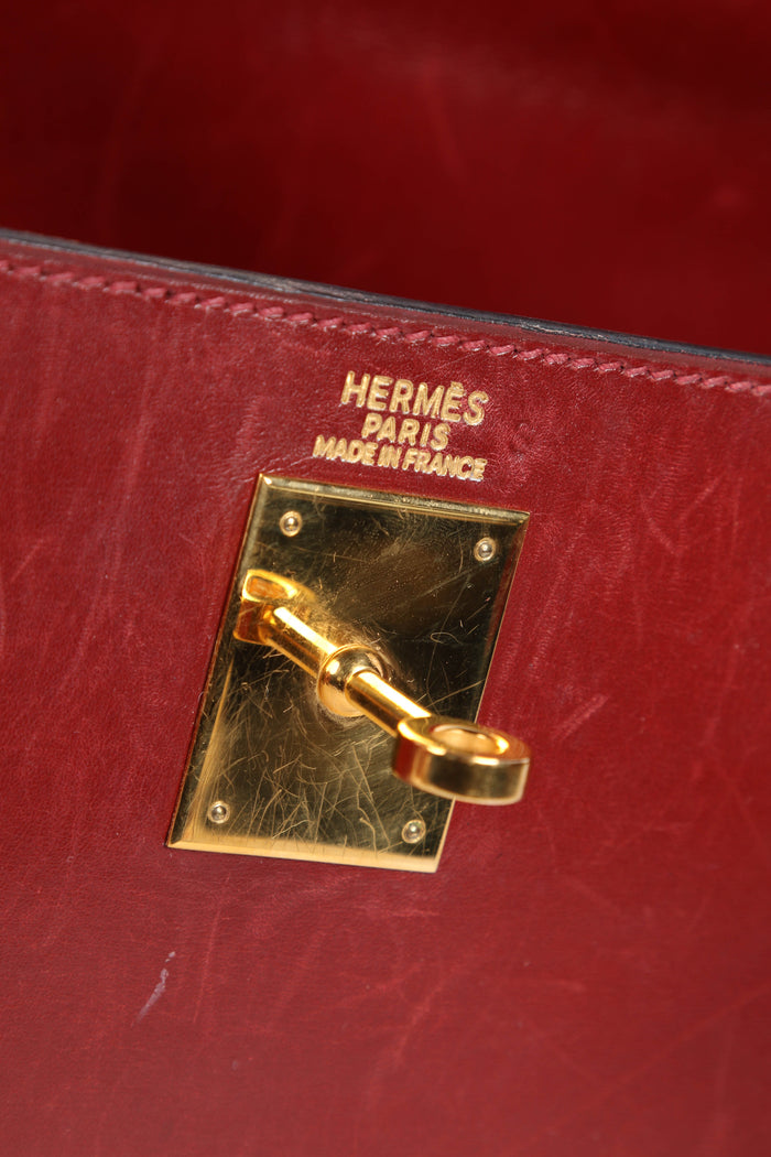 2001 Hermes Kelly 32 Sellier in Rouge H Box Calf Leather with GHW