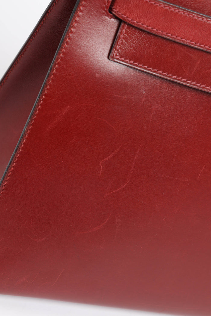 2001 Hermes Kelly 32 Sellier in Rouge H Box Calf Leather with GHW