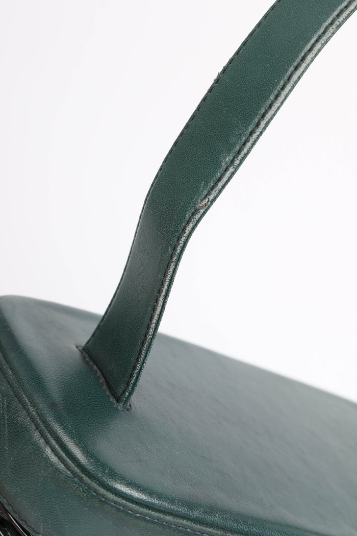 RARE Chanel Green Wicker Basket Small Top Handle Bag