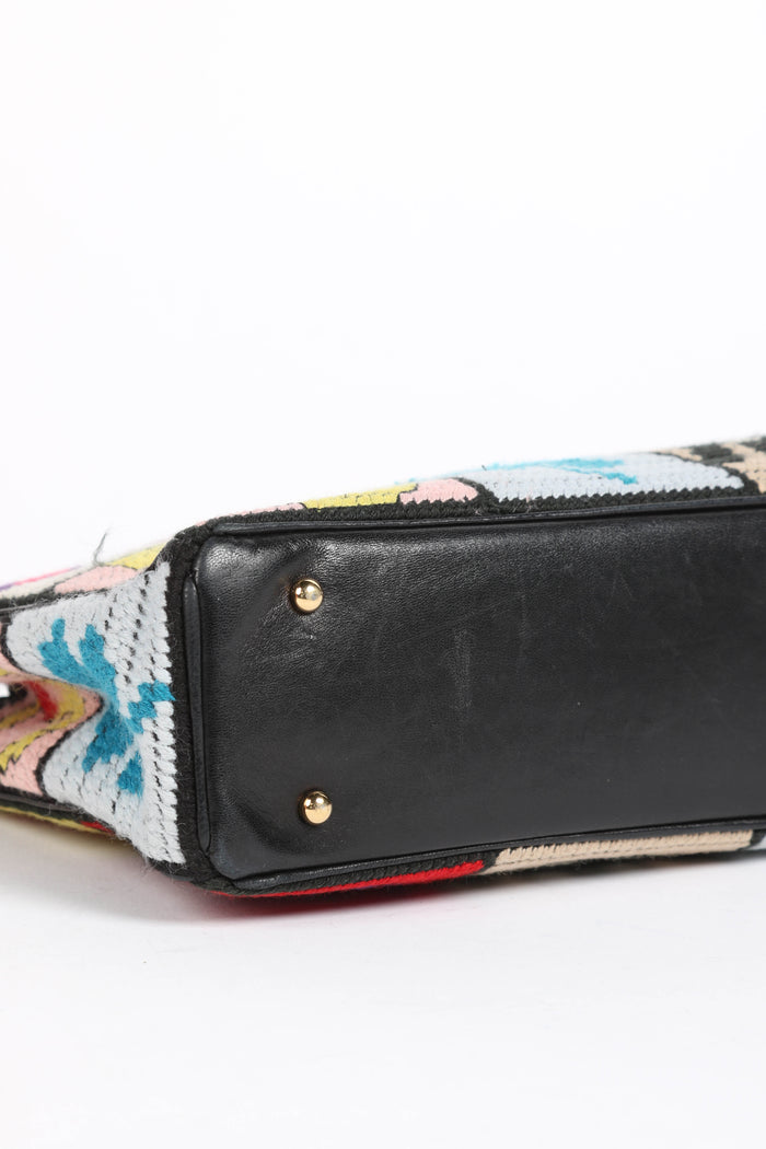 2000s Chanel Embroidered Multicolour Icon Shoulder Bag