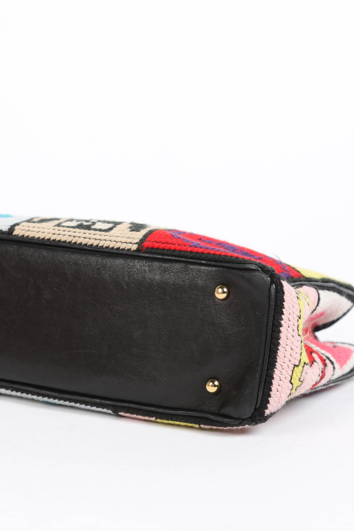 2000s Chanel Embroidered Multicolour Icon Shoulder Bag