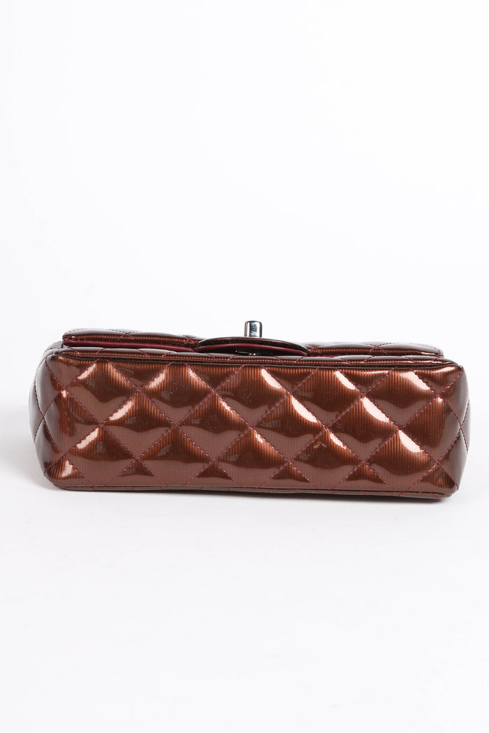 2010s Chanel Burgundy Patent Leather Mini Rectangular Single Flap Bag