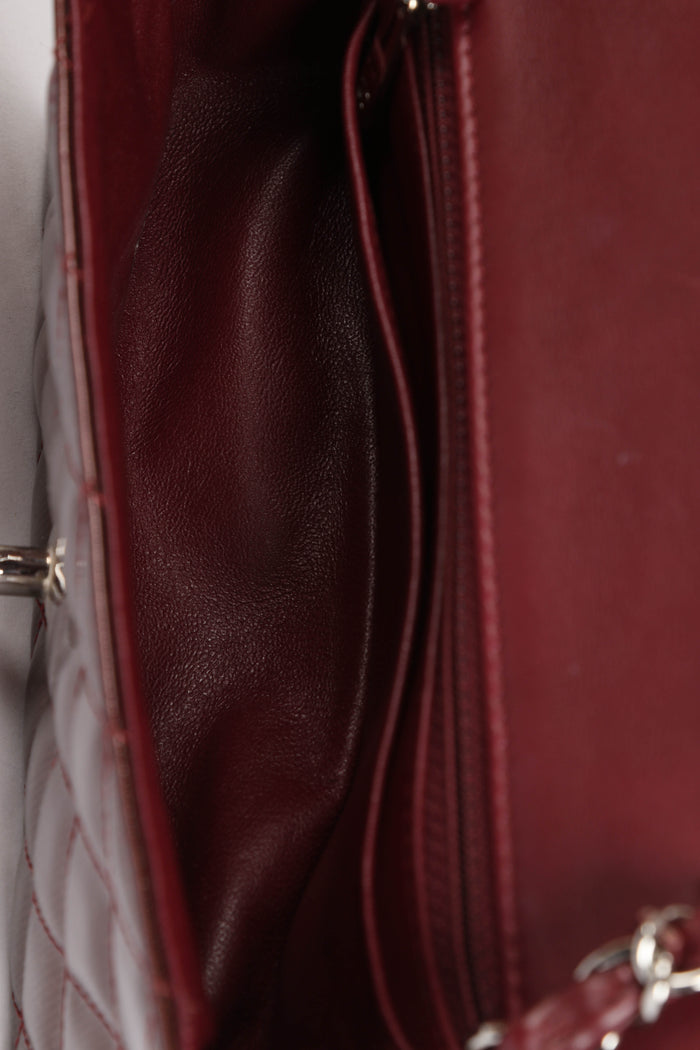 2010s Chanel Burgundy Patent Leather Mini Rectangular Single Flap Bag